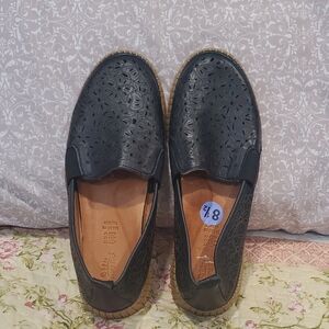 Spring Step Black Perforated Slip-Ons